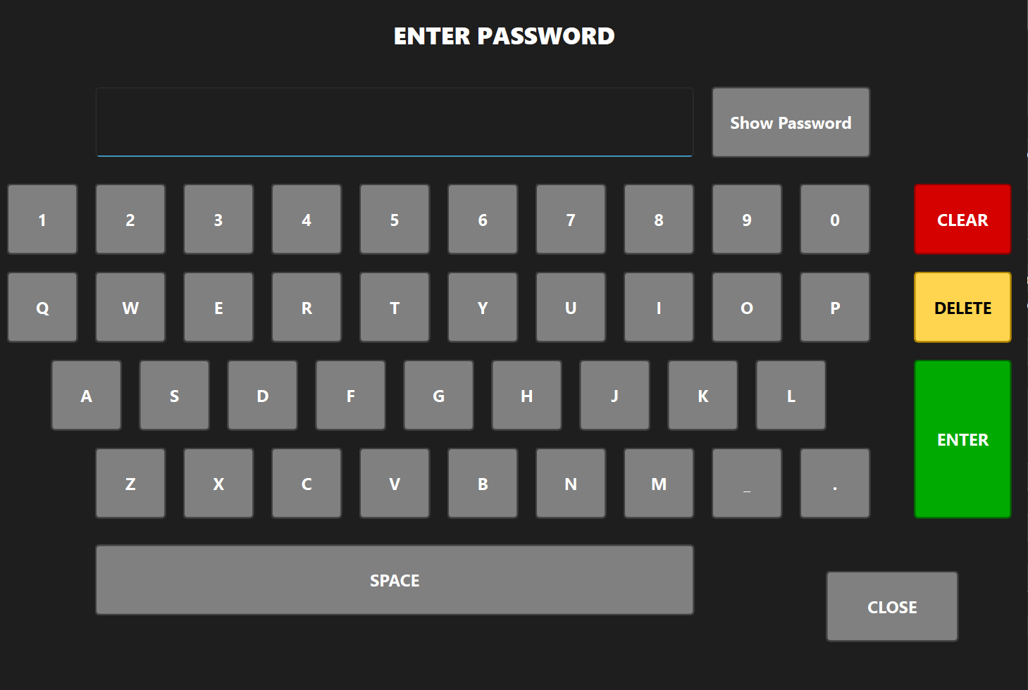 Service Password Panel screenshot