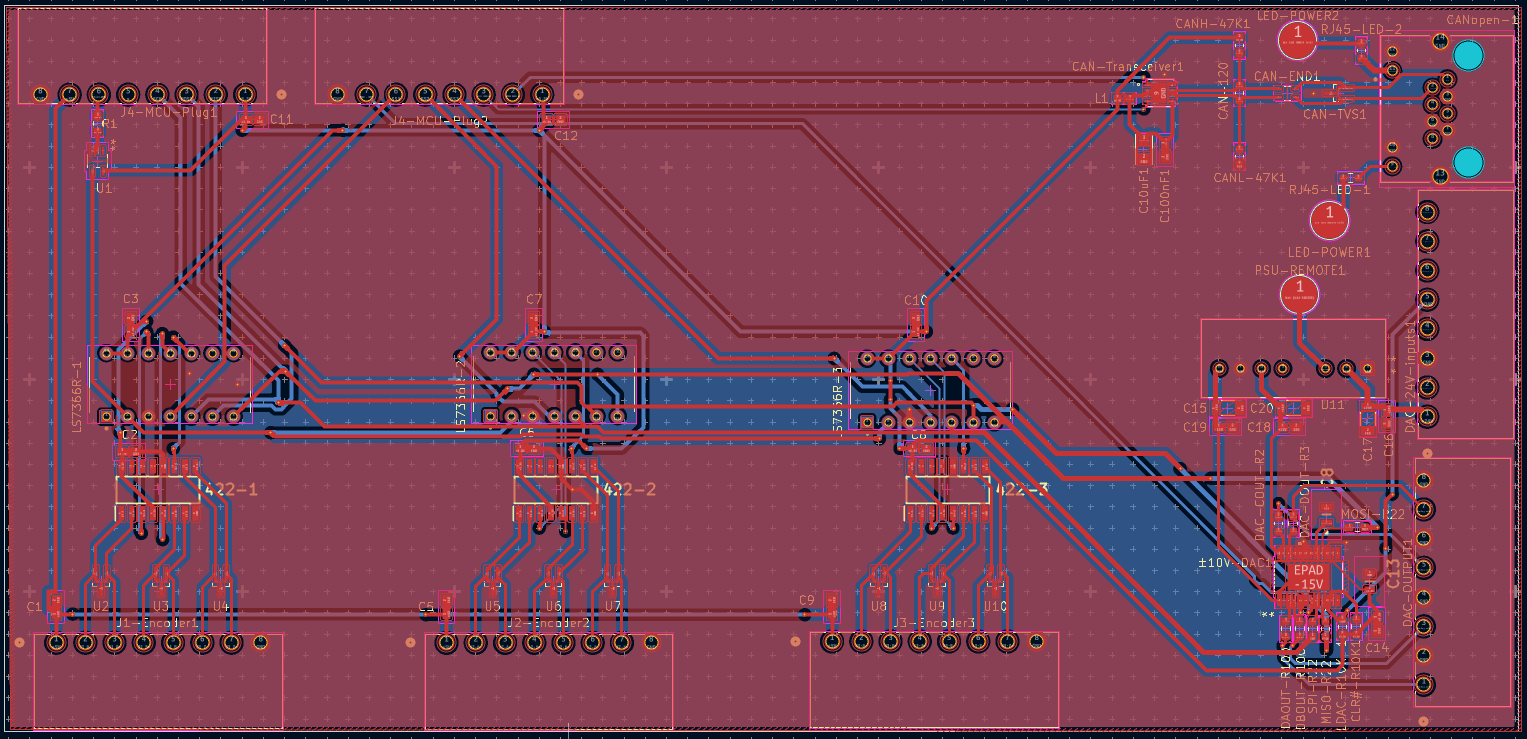 PCB routing traces for a servo controller encoder board